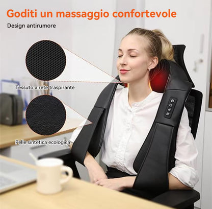 Massaggiatore Cervicale e Spalle con Calore – Design Antirumore, Tessuto Traspirante e Pelle Sintetica Ecologica - BDIT ACCESSORI