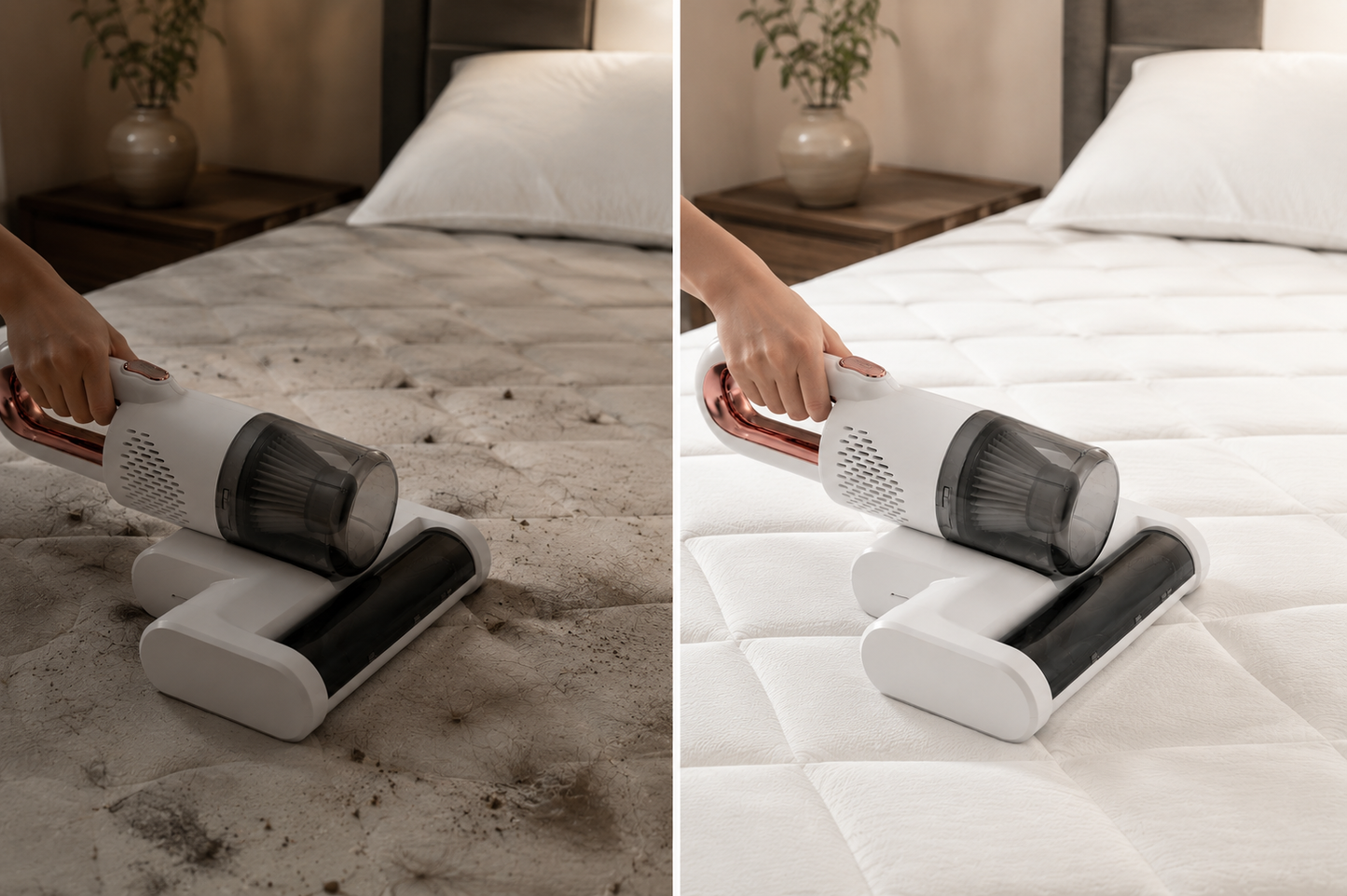 Aspirapolvere Antiacaro per Materassi Portatile, Aspiratore Multifunzione UV per Letto e Divano, Aspirapolvere Senza Fili con Filtro HEPA Lavabile, Rimozione Polvere e Peli, Ricarica USB