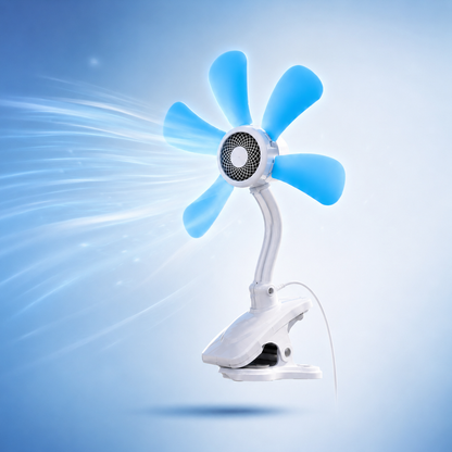 Ventilatore a Clip con 6 Pale – Ventola Silenziosa con Collo Flessibile e Clip Antiscivolo – Mini Ventilatore da Scrivania per Casa, Ufficio e Camera da Letto