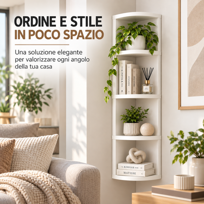 BDIT Accessori Mensola Angolare da Parete Bianca, Scaffale Verticale Salvaspazio 79 x 17,5 cm, Mensola ad Angolo a Più Ripiani per Libri e Decorazioni, Soggiorno, Camera, Studio
