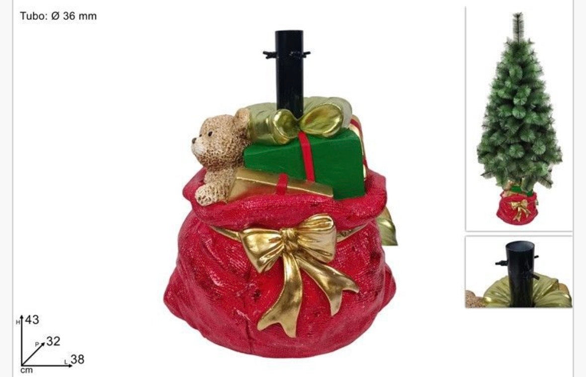 🎁 Base Porta-Albero di Natale "Sacco di Babbo Natale" in Resina - L'Accessorio Magico 🐻