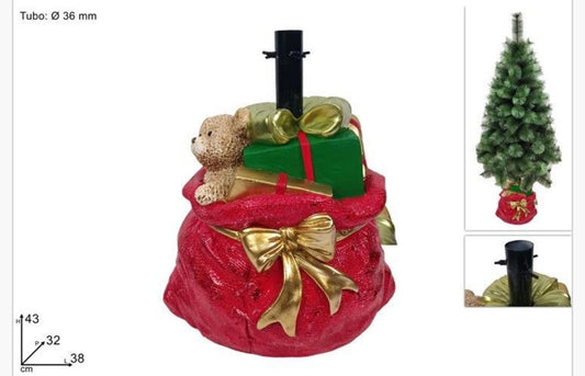 🎁 Base Porta-Albero di Natale "Sacco di Babbo Natale" in Resina - L'Accessorio Magico 🐻