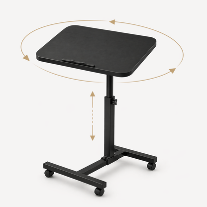 Tavolino Laptop Regolabile con Ruote, Tavolo PC per Divano e Letto, Altezza Regolabile 59–89 cm, Tavolino Porta Notebook Girevole 360°, Scrivania Salvaspazio per Casa Ufficio