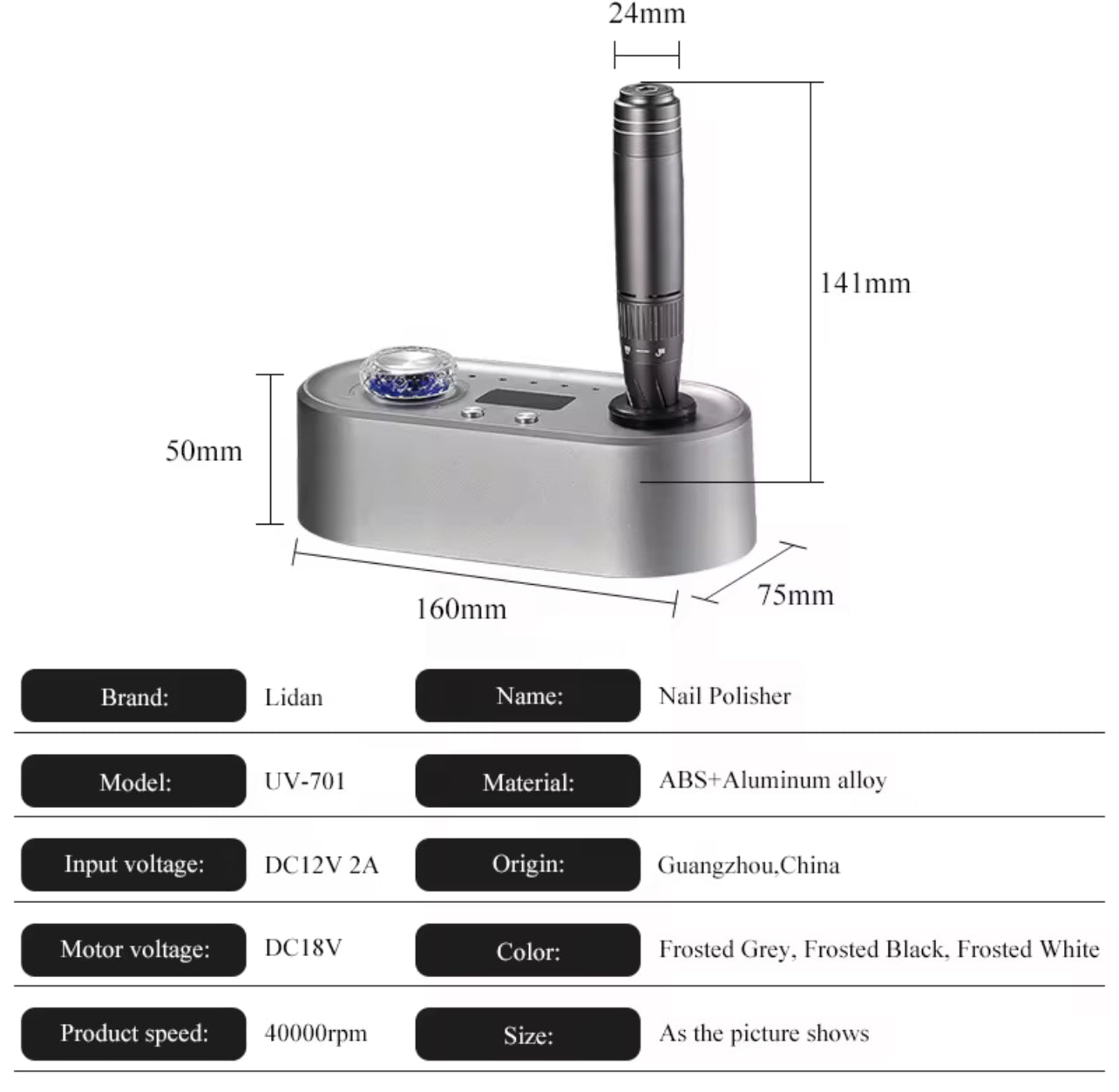 UV-701 Fresa per Unghie Elettrica Professionale | 40.000 Giri/min