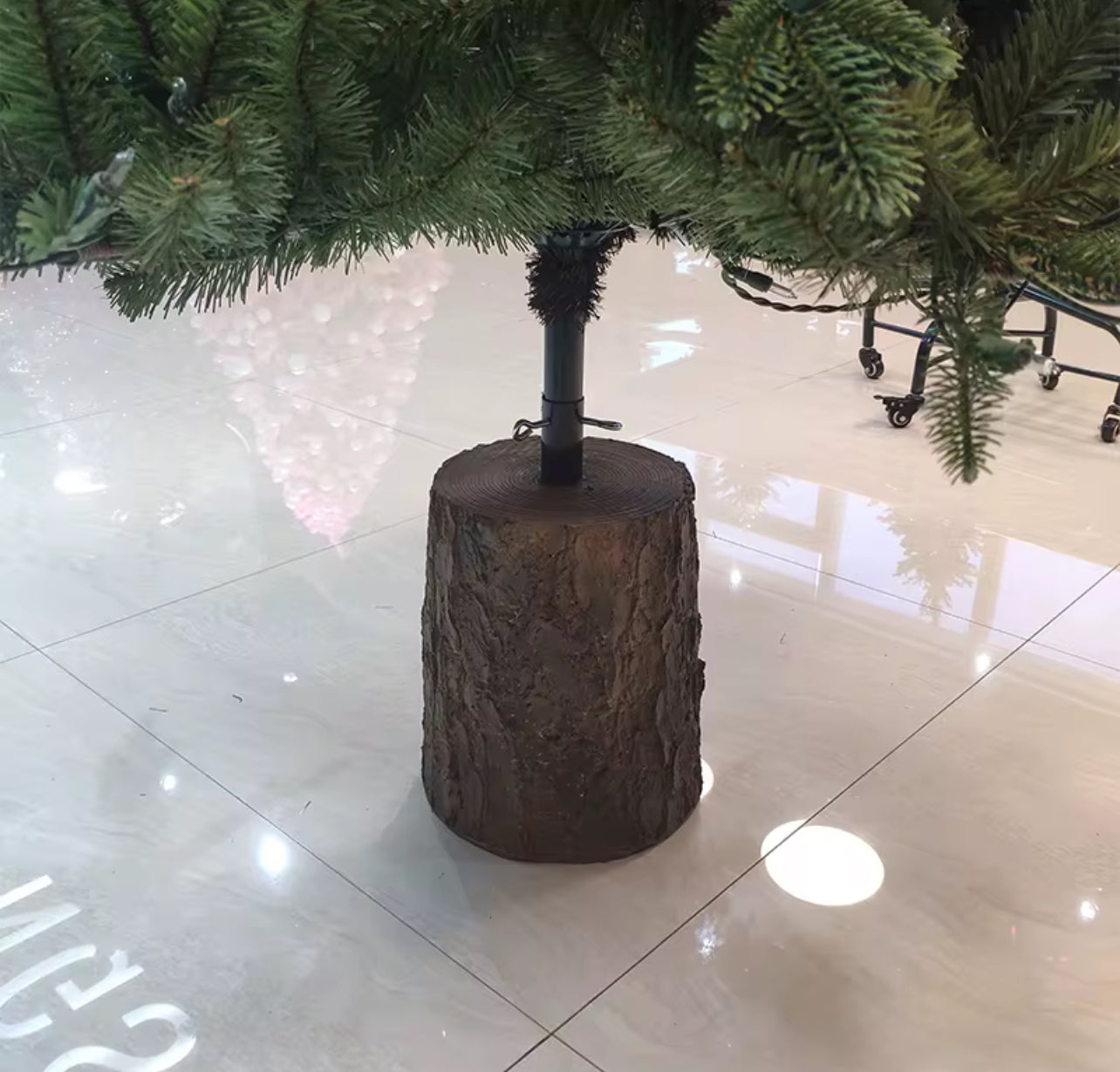 Base Ceppo per Albero di Natale – Supporto Decorativo in Finto Legno