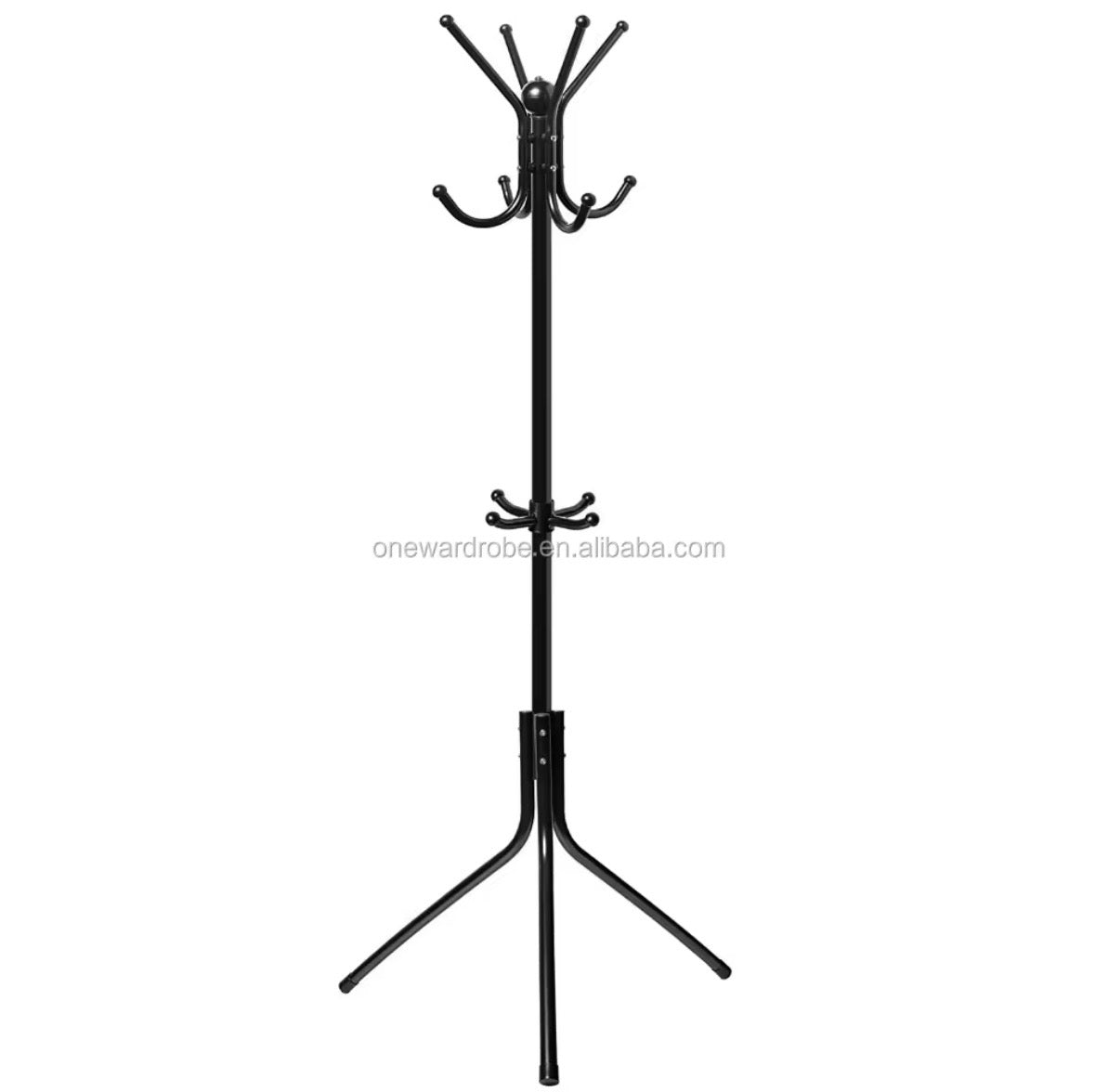 Appendiabiti a Piantana Nero Alto 170cm | Stand Attaccapanni Salvaspazio Moderno