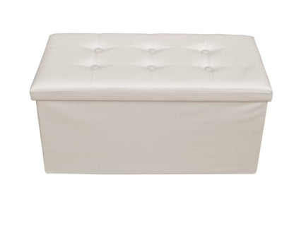 Leather Padded Trunk Bench Pouf with Quilted Button Design – Multi-Functional Storage Ottoman Bag – Available in Various Colours - BDIT ACCESSORI