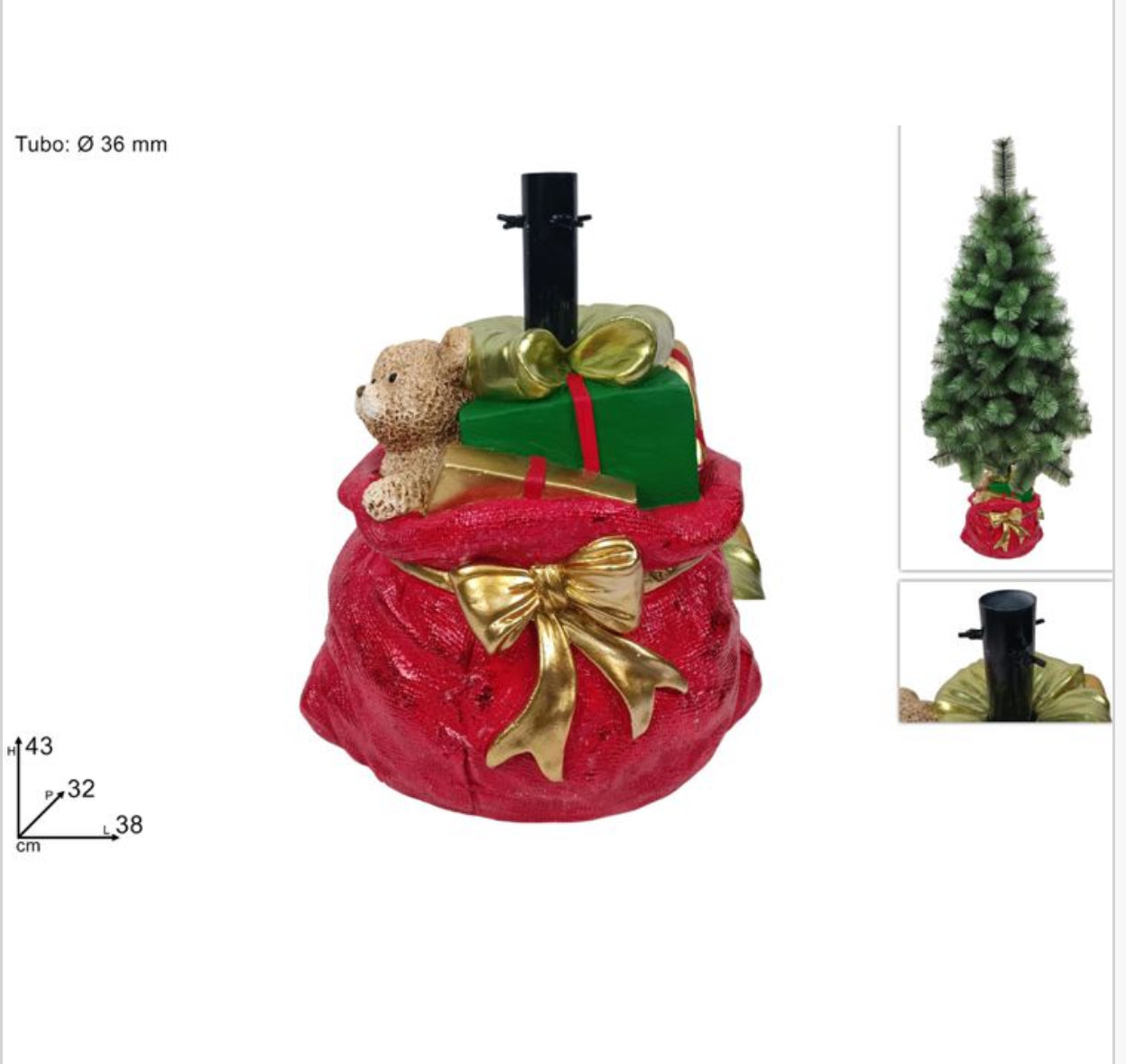 Base Ceppo per Albero di Natale – Supporto Decorativo in Finto Legno