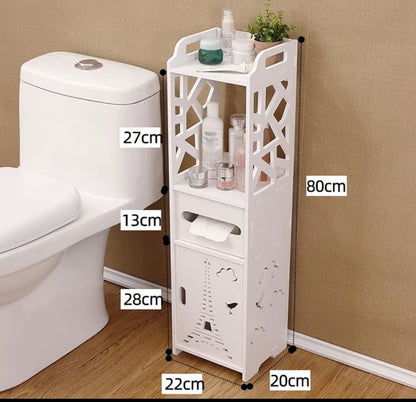 Bdit accessori -Mobile Bagno Sospeso Bianco Salvaspazio 80×18×30 cm — Armadietto Verticale Moderno