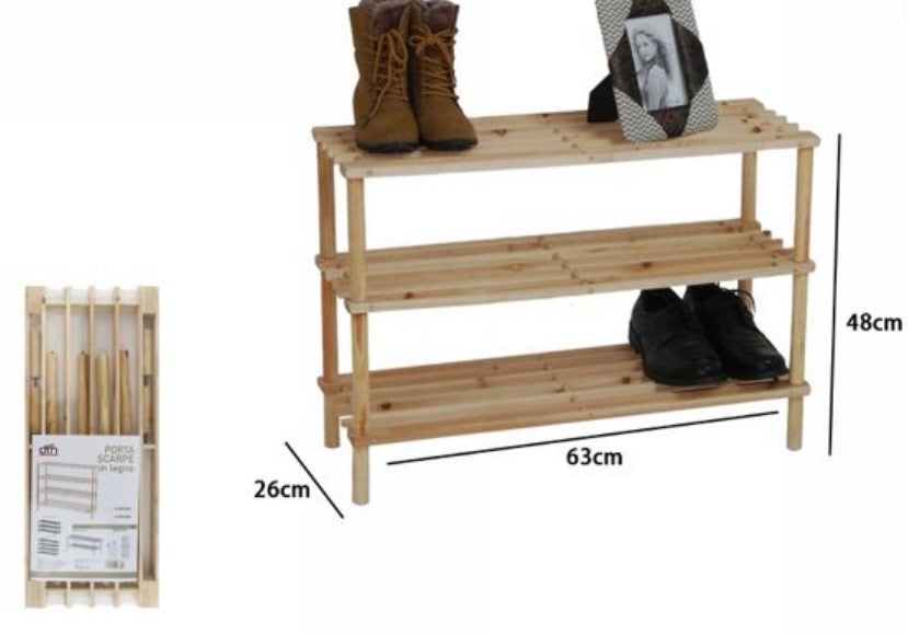 Porta Scarpe a 3 Ripiani in Legno Naturale – Organizzazione e Stile per la Tua Casa