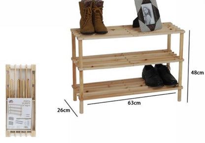 Porta Scarpe a 3 Ripiani in Legno Naturale – Organizzazione e Stile per la Tua Casa