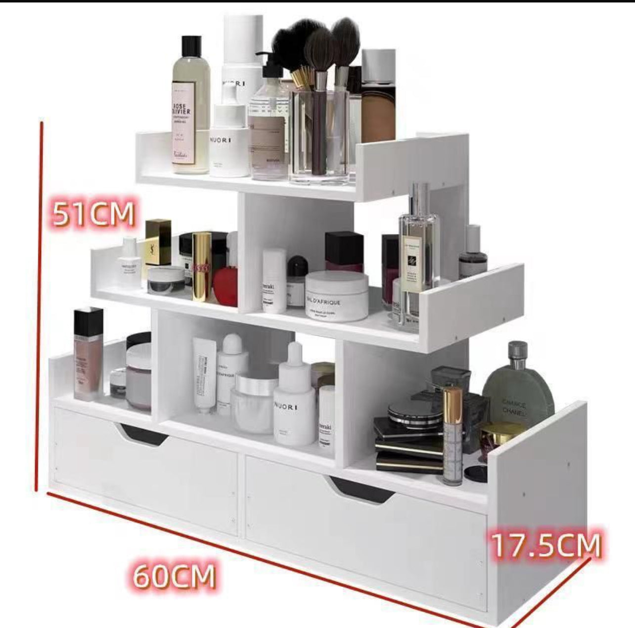 Organizzatore da Tavolo con Cassetti – Porta Cosmetici in Legno MDF