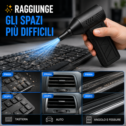 Mini Jet Fan Portatile Ricaricabile – Soffiatore d’Aria Compatto con Bocchetta Direzionata, Ricarica USB, per Tastiera, Auto, Elettronica, Banco da Lavoro e Pulizia di Piccoli Spazi