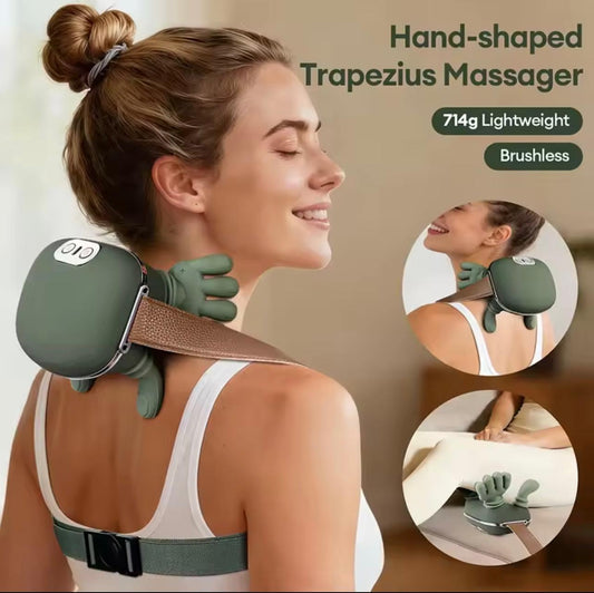 Bdit accessori Electric Neck Massager Deep Kneading Integrated Heating Shiatsu Neck Shoulder Massage USB Rechargeable Portable for Home Office