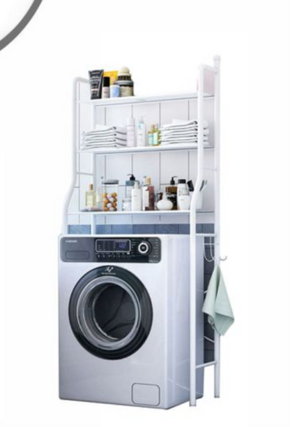 Porta Oggetti Scaffale Salvaspazio sopra Lavatrice - Organizer da Bagno e Lavanderia a 3 Ripiani in Metallo