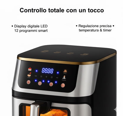 Friggitrice ad Aria Smart con Display LED e Finestra Panoramica 15L