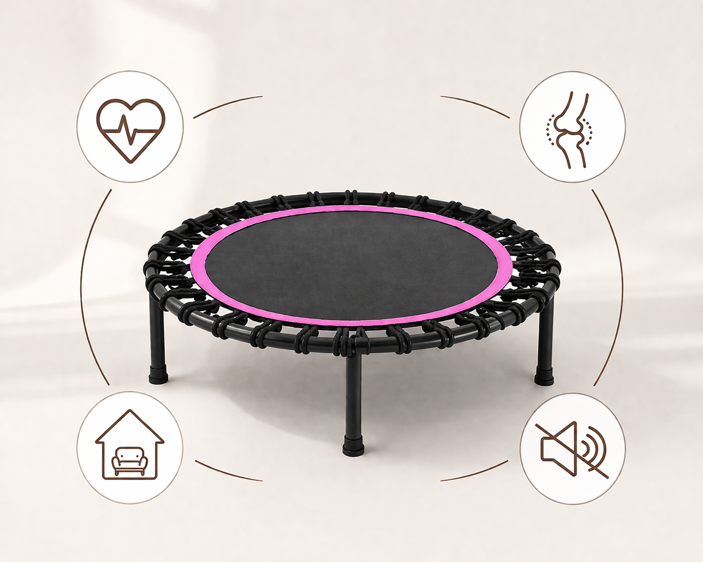 bditaccessori Trampolino Fitness 100 cm con Elastici Silenziosi, Mini Rebounder per Allenamento a Casa, Cardio Basso Impatto, Struttura Stabile, Ideale per Interno dfh - 94680