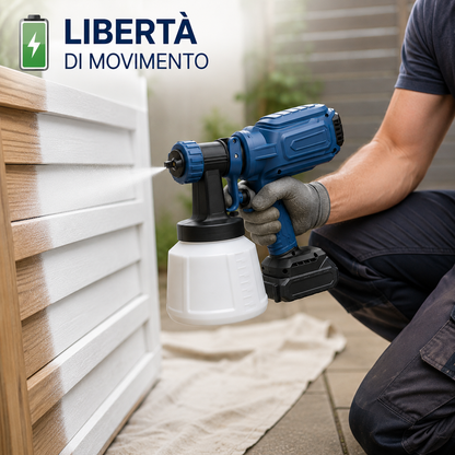 Pistola a Spruzzo per Verniciatura Cordless con Batteria, Verniciatore Elettrico Portatile con Serbatoio Removibile, Spruzzatore per Mobili, Porte, Recinzioni e Progetti Fai da Te