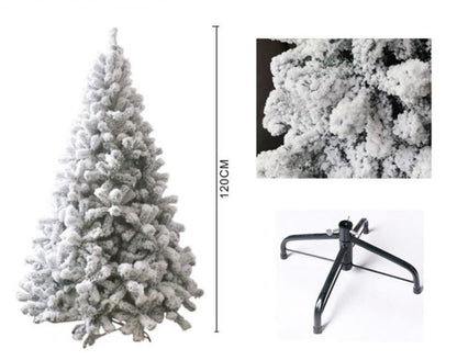 Albero di Natale Innevato Artificiale – Abete Floccato Effetto Neve Vero (120 cm) con Base Robusta