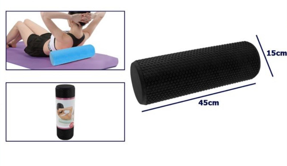Rullo Massaggio Professionale Full Size 45x15cm in EVA Solido - Foam Roller per Yoga, Pilates e Recupero