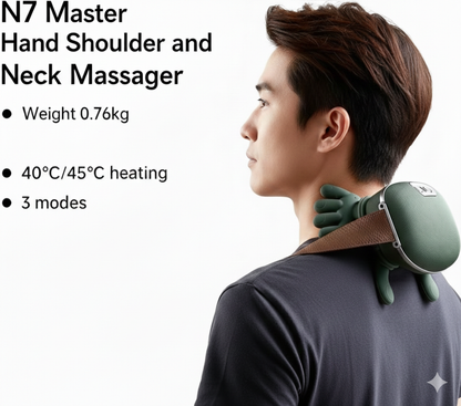 Bdit accessori Electric Neck Massager Deep Kneading Integrated Heating Shiatsu Neck Shoulder Massage USB Rechargeable Portable for Home Office