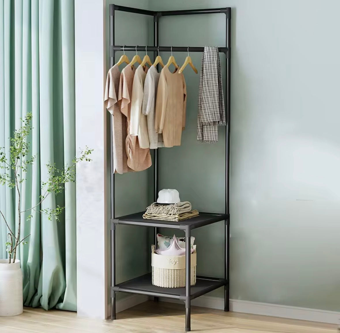 Stand Appendiabiti Guardaroba Aperto Salvaspazio - Struttura in Metallo Nero | OTN Linea Casa