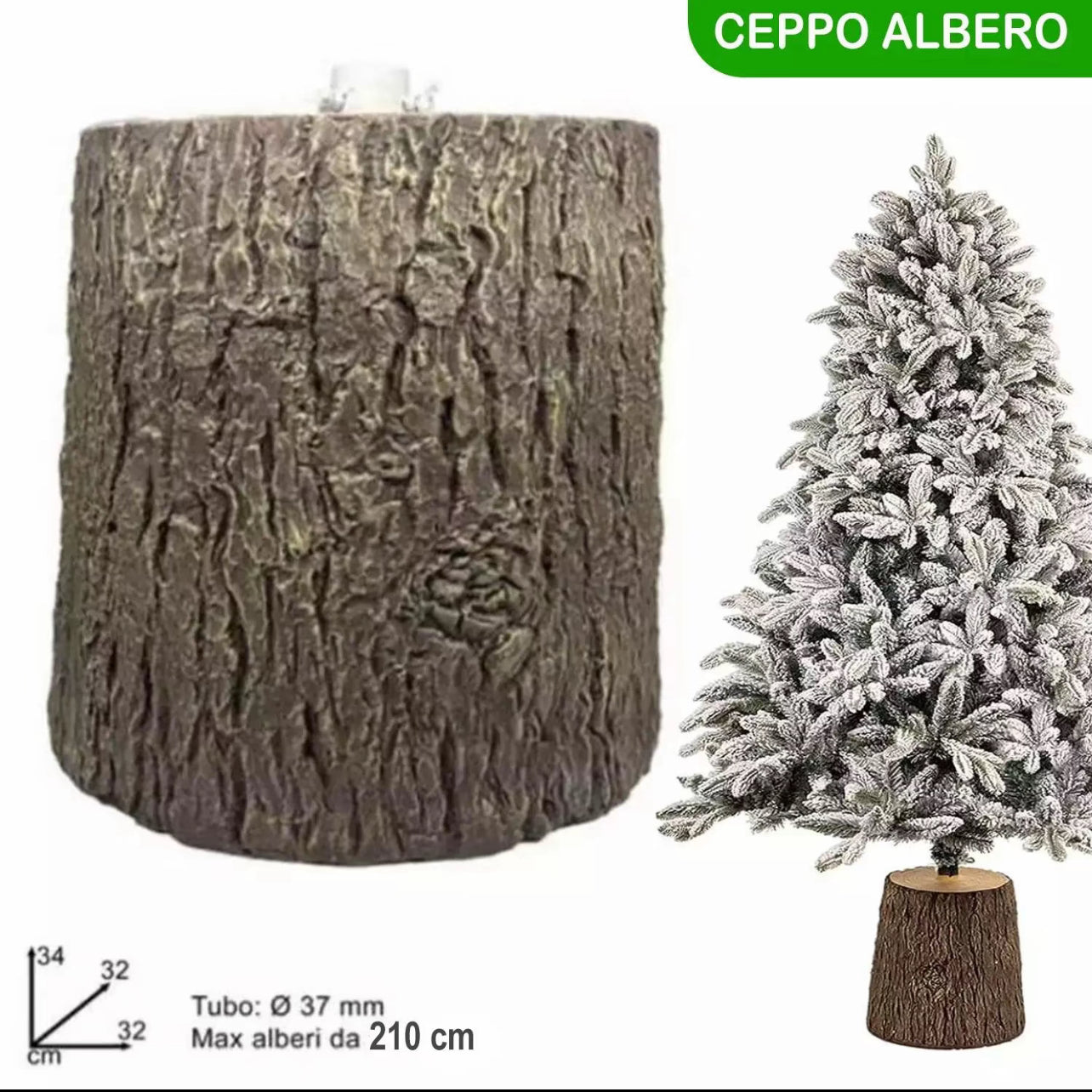 Base Ceppo per Albero di Natale – Supporto Decorativo in Finto Legno