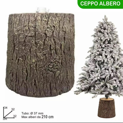 Base Ceppo per Albero di Natale – Supporto Decorativo in Finto Legno