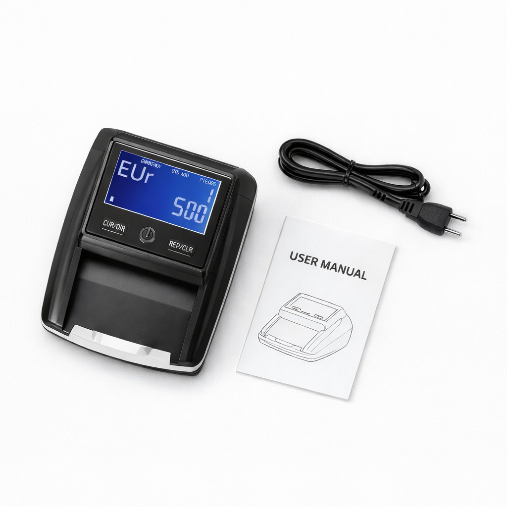 Rilevatore Banconote False Euro, Controllo UV MG IR, Display Digitale, Verifica Rapida Valore, Macchina Compatta per Negozi, Ufficio, Cassa