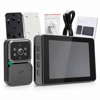 BDIT Accessori Videocitofono Wireless con Monitor, Video Doorbell 2.4G con Unità Esterna e Display Interno, Videocamera per Porta con Monitor, Kit di Installazione e Accessori per Casa