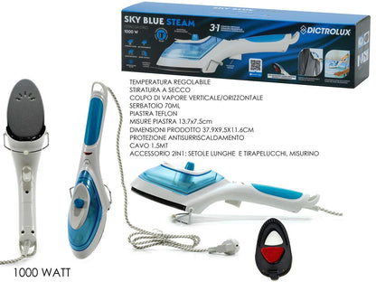 Ferro da Stiro a Vapore Portatile 1000W – Stiratrice Verticale e Orizzontale con Serbatoio 70ml