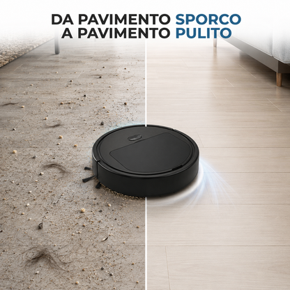 Robot Aspirapolvere Automatico per Casa e Ufficio, Aspirazione Potente, Compatto e Silenzioso, Pulizia di Polvere, Capelli e Briciole, Ideale per Pavimenti e Tappeti Sottili