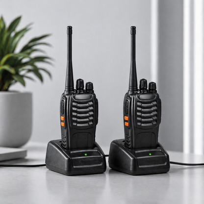 Walkie Talkie Professionali 2 Pezzi Bdit Accessori con Auricolari, Base di Ricarica, Lungo Raggio, Radio Ricetrasmittente Portatile per Sicurezza, Magazzino, Cantiere, Hotel