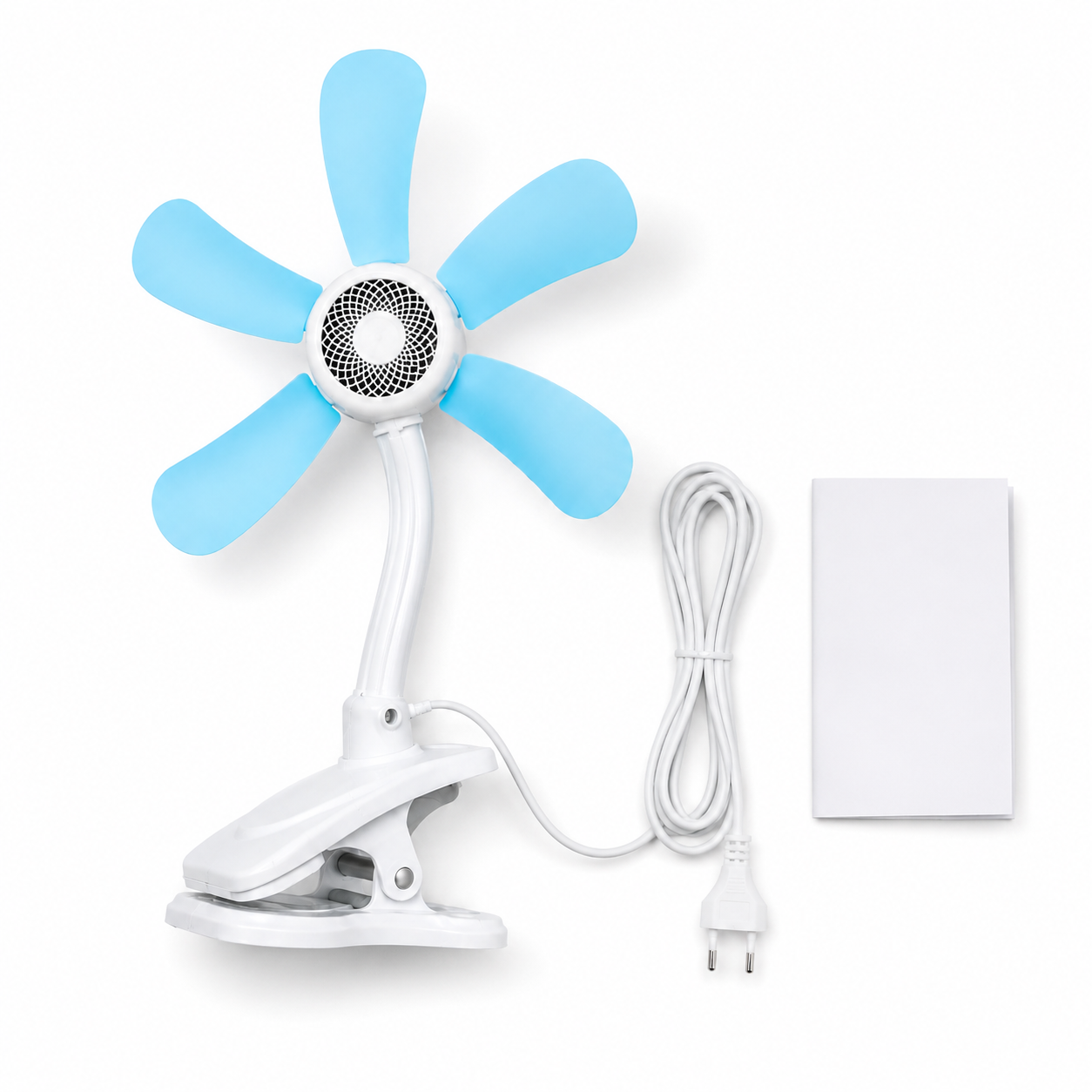 Ventilatore a Clip con 6 Pale – Ventola Silenziosa con Collo Flessibile e Clip Antiscivolo – Mini Ventilatore da Scrivania per Casa, Ufficio e Camera da Letto