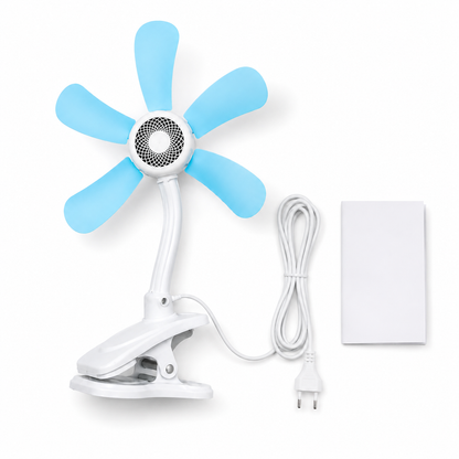 Ventilatore a Clip con 6 Pale – Ventola Silenziosa con Collo Flessibile e Clip Antiscivolo – Mini Ventilatore da Scrivania per Casa, Ufficio e Camera da Letto