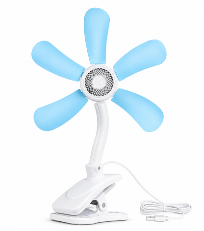 Ventilatore a Clip con 6 Pale – Ventola Silenziosa con Collo Flessibile e Clip Antiscivolo – Mini Ventilatore da Scrivania per Casa, Ufficio e Camera da Letto