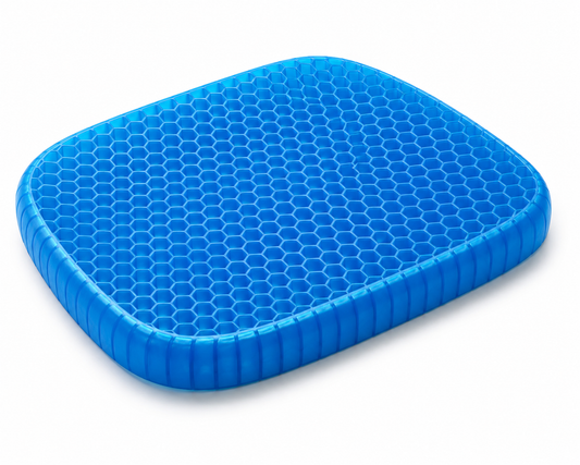Cuscino in Gel per Seduta con Struttura a Nido d’Ape, Cuscino Comfort con Rivestimento Nero, per Sedia Ufficio, Casa, Auto e Gaming, Design Flessibile Blu