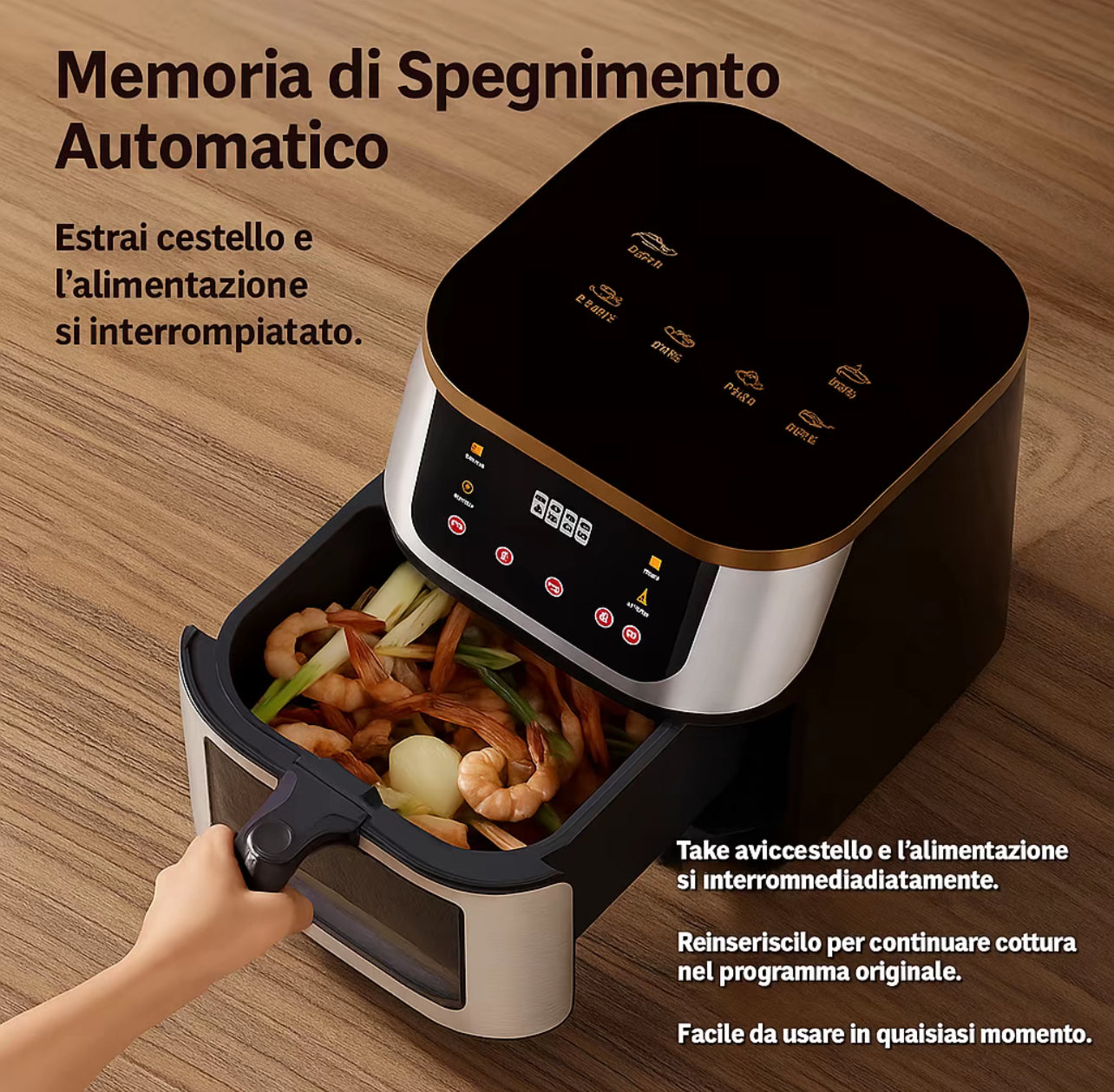 Friggitrice ad Aria Smart con Display LED e Finestra Panoramica 15L