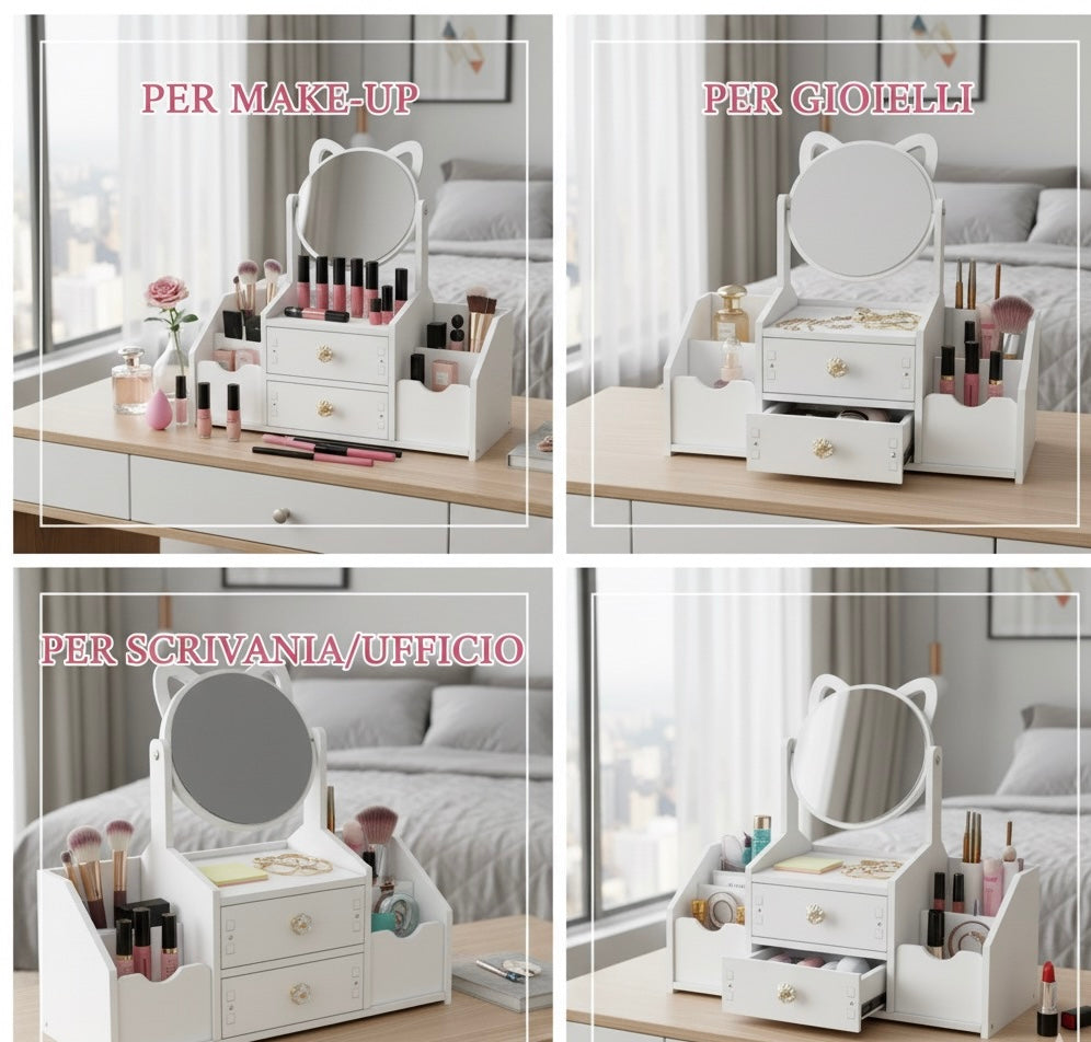 💕 Organizer per Cosmetici con Specchio – Eleganza e Ordine per la tua Beauty Routine