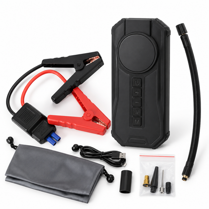BDIT Accessori Compressore Portatile Multifunzione con Display Digitale, Gonfiatore Pneumatici Auto con Tubo e Adattatori, Cavi con Pinze, Cavo USB e Custodia, Kit Compatto per Auto e Viaggio
