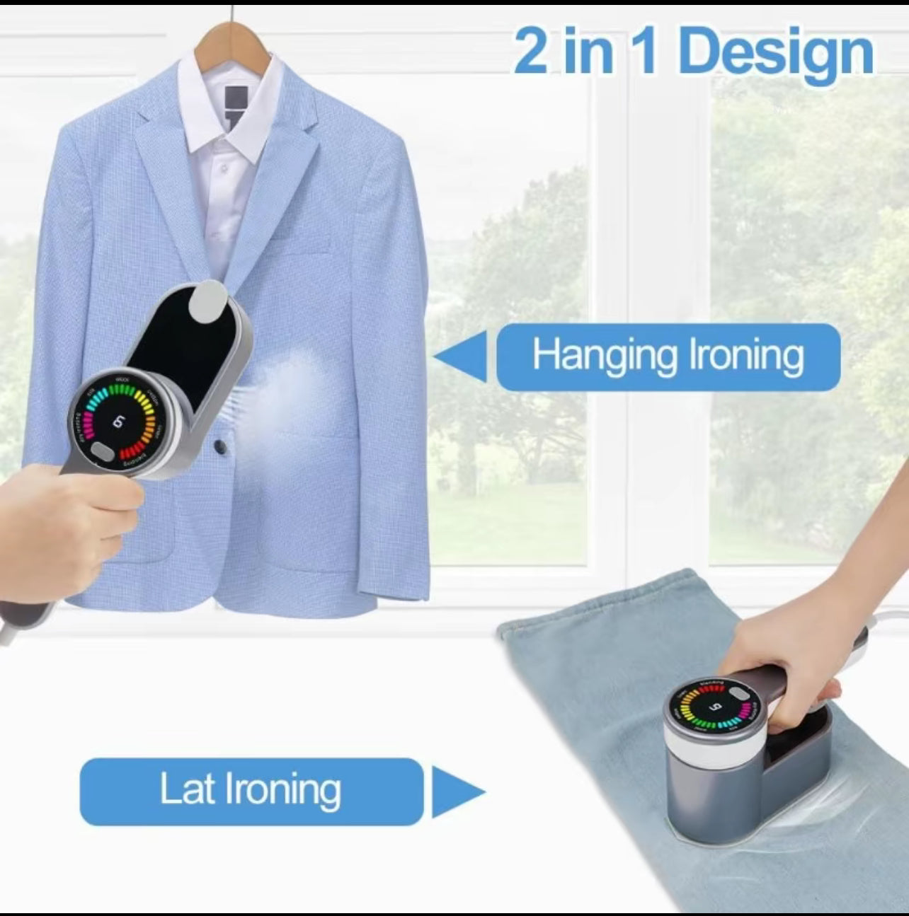 Ferro da Stiro Portatile con Display LED – 6 Modalità per Tessuti, Compatto da Viaggio, Stiratura Verticale e Orizzontale, Ideale per Lana, Cotone, Lino, Seta - BDIT ACCESSORI