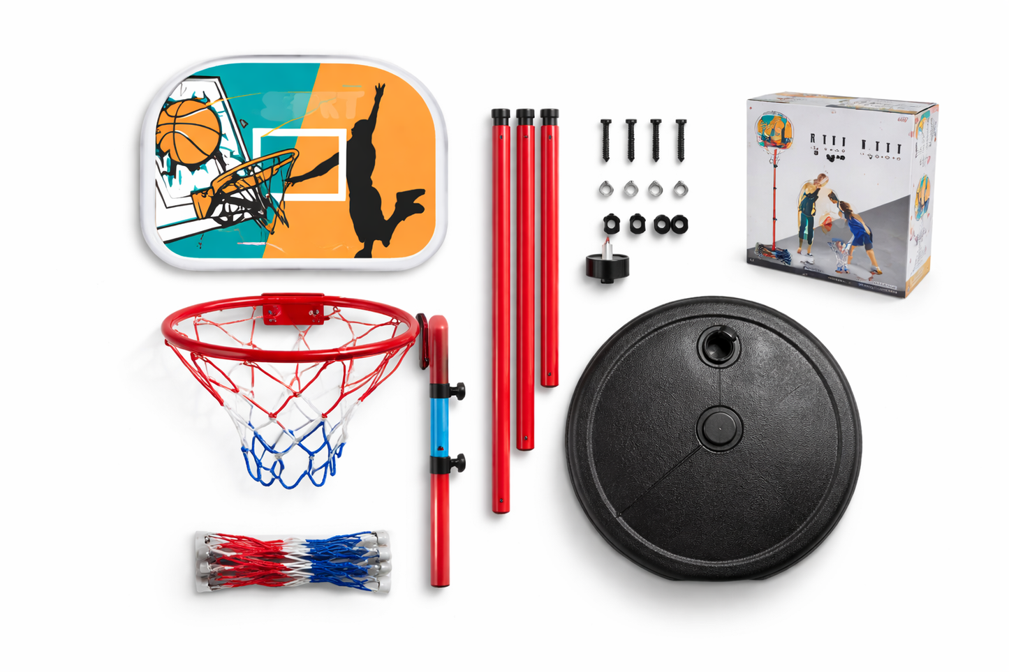 Canestro da Basket per Bambini Regolabile in Altezza fino a 120 cm – Struttura Stabile con Base Riempibile Acqua o Sabbia – Mini Basket da Interno ed Esterno per Casa e Giardino