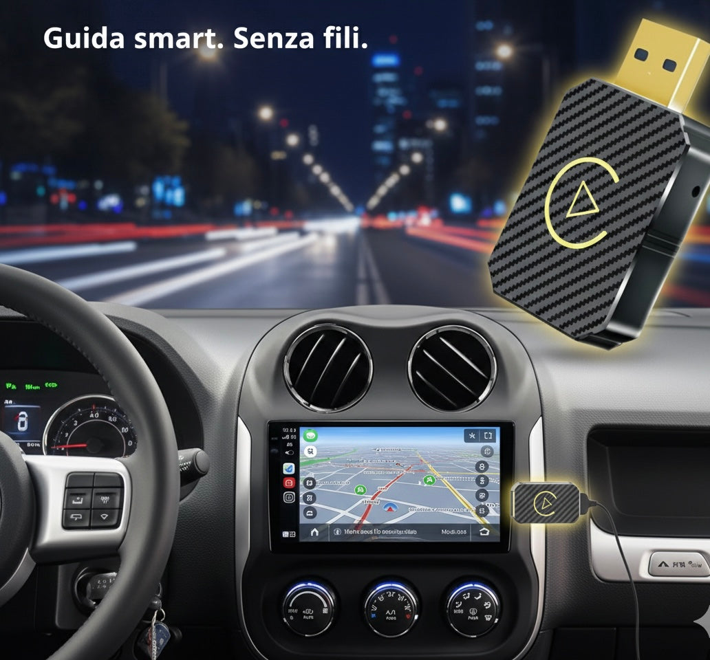 Adattatore Wireless per CarPlay e Android Auto, Convertitore Senza Fili Plug & Play, Dongle USB per Auto con CarPlay Cablato, Connessione Automatica Bluetooth WiFi, Compatibile iOS e Android