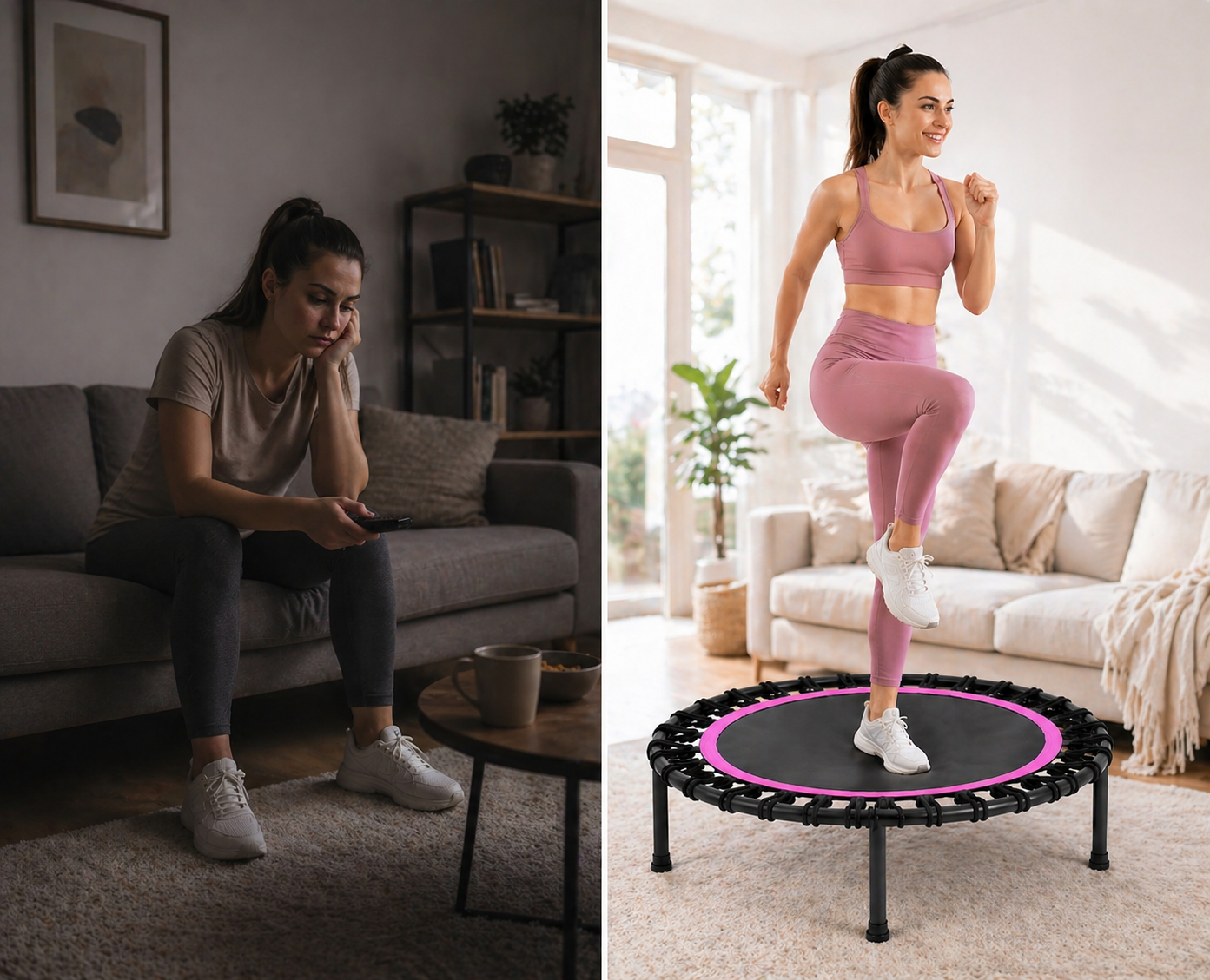 bditaccessori Trampolino Fitness 100 cm con Elastici Silenziosi, Mini Rebounder per Allenamento a Casa, Cardio Basso Impatto, Struttura Stabile, Ideale per Interno dfh - 94680