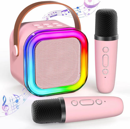 Altoparlante per karaoke senza fili con 2 microfoni wireless, Sistema di altoparlanti KTV ricaricabili con suono stereo HiFi, Altoparlante senza fili con luci a led con colori RGB - BDIT ACCESSORI