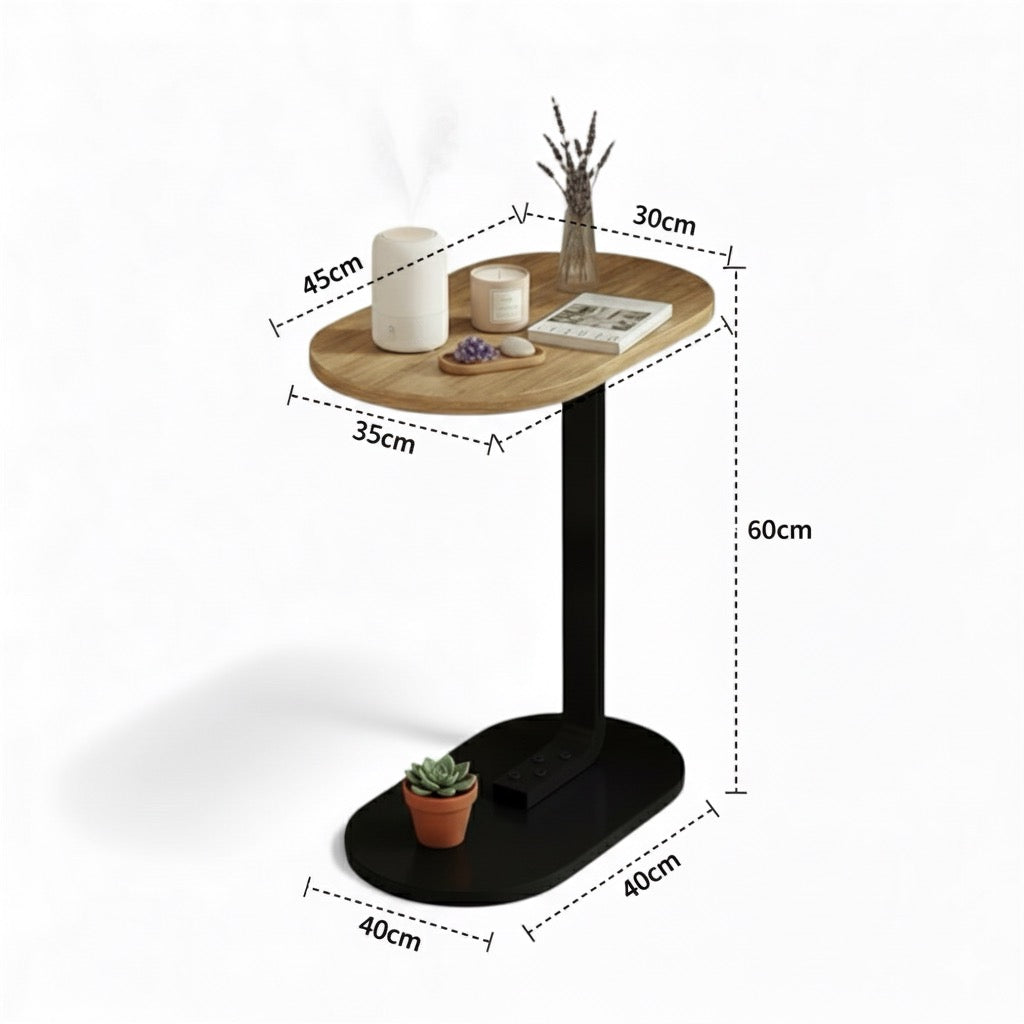 Tavolino Laterale Moderno in Legno e Metallo – Tavolino da Divano Salvaspazio, Comodino Minimal per Soggiorno e Camera