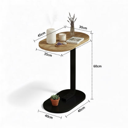 Tavolino Laterale Moderno in Legno e Metallo – Tavolino da Divano Salvaspazio, Comodino Minimal per Soggiorno e Camera