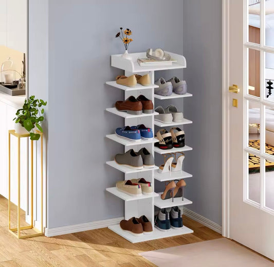 Scarpiera Verticale a Colonna Design Moderno Salvaspazio - Organizer Porta Scarpe a 7 Livelli