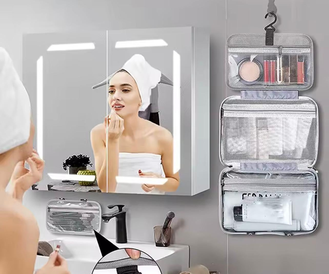 Beauty Case da Viaggio Appeso – Borsa Organizer Cosmetici Impermeabile, Porta Trucchi e Accessori da Toilette (27x18x13 cm)