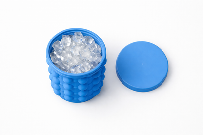 Secchiello Ghiaccio in Silicone con Coperchio, Stampo Ghiaccio Flessibile, Contenitore Cubetti Ghiaccio, Ice Bucket per Bevande, Cocktail, Casa e Picnic